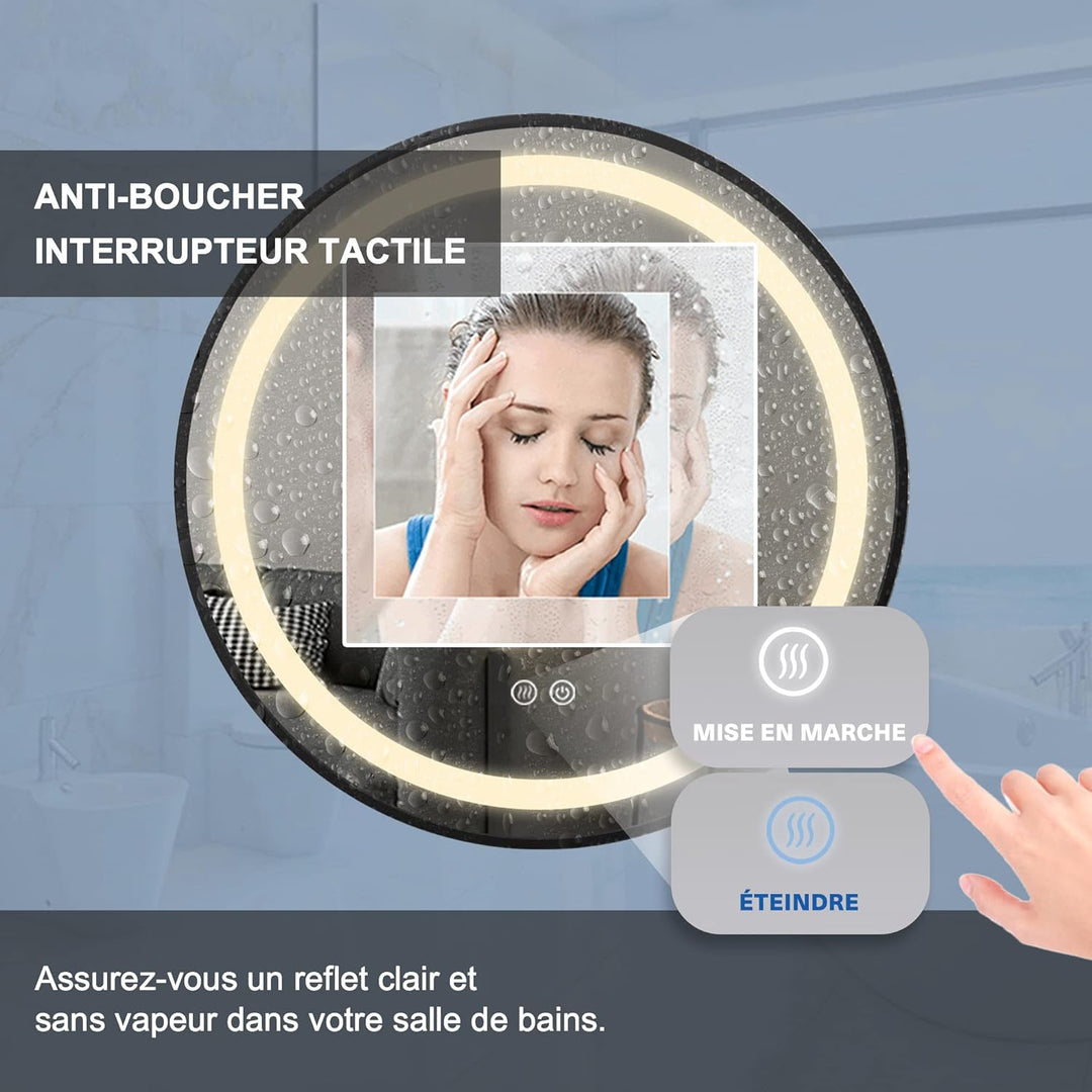 PUCHIKA Badspiegel mit Beleuchtung, Badezimmerspiegel, Touch Schalter, Anti-Beschlag, Memory-Funktio