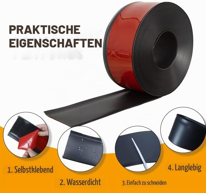 NeatiEase PVC Weichsockelleiste selbstklebend WEISS Knickleiste, 10 cm x 10 Meter(Schwarz) 10cm x 10