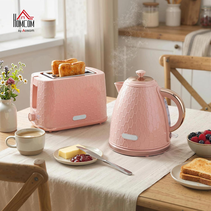 HOMCOM Wasserkocher- und Toaster-Set, 1,7L 2200W Schnellkoch-Wasserkocher mit automatischer Abschalt