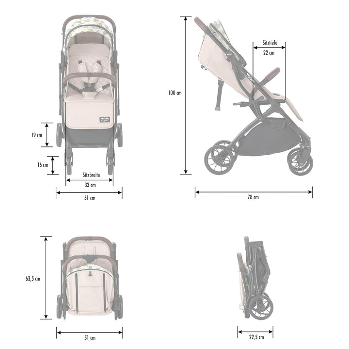 Daliya® YOOPI Reisebuggy, faltbar, mit Teleskopgriff, Flugzeug Buggy, Alluminiumrahmen, Stufenlose R
