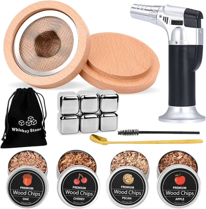 Cocktail Smoker Kit, MKNZOME Whiskey Smoker Kit mit 4 Geräuchertem Cocktail Raucher Kit Sägemehl Vat