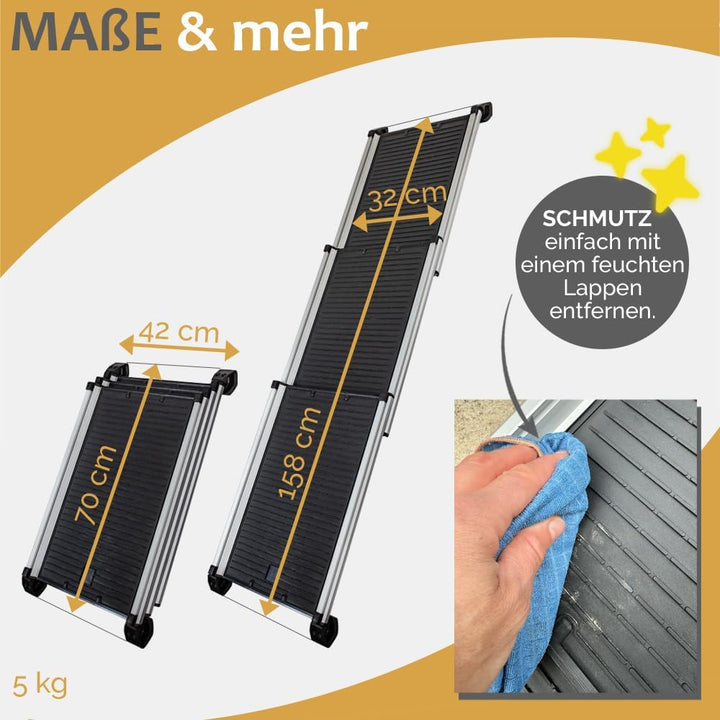 Auswahl Hunderampe für Auto, Aluminium, Hunde Rampe, Hundetreppe, SUV, rutschfest, Belastbarkeit 70