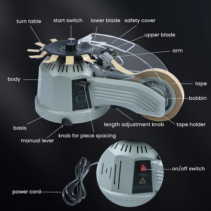 Elektrische Bandspender ZCUT-2 Automatischer Klebebandspender Bandbreite 22 mm, Schnittlänge 59 mm