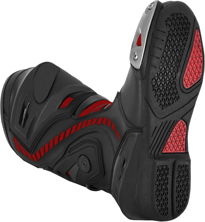 Vaster Moto Motorradschuhe für Herren, Rennstiefel aus Leder, wasserdicht, knöchellang, rutschfeste