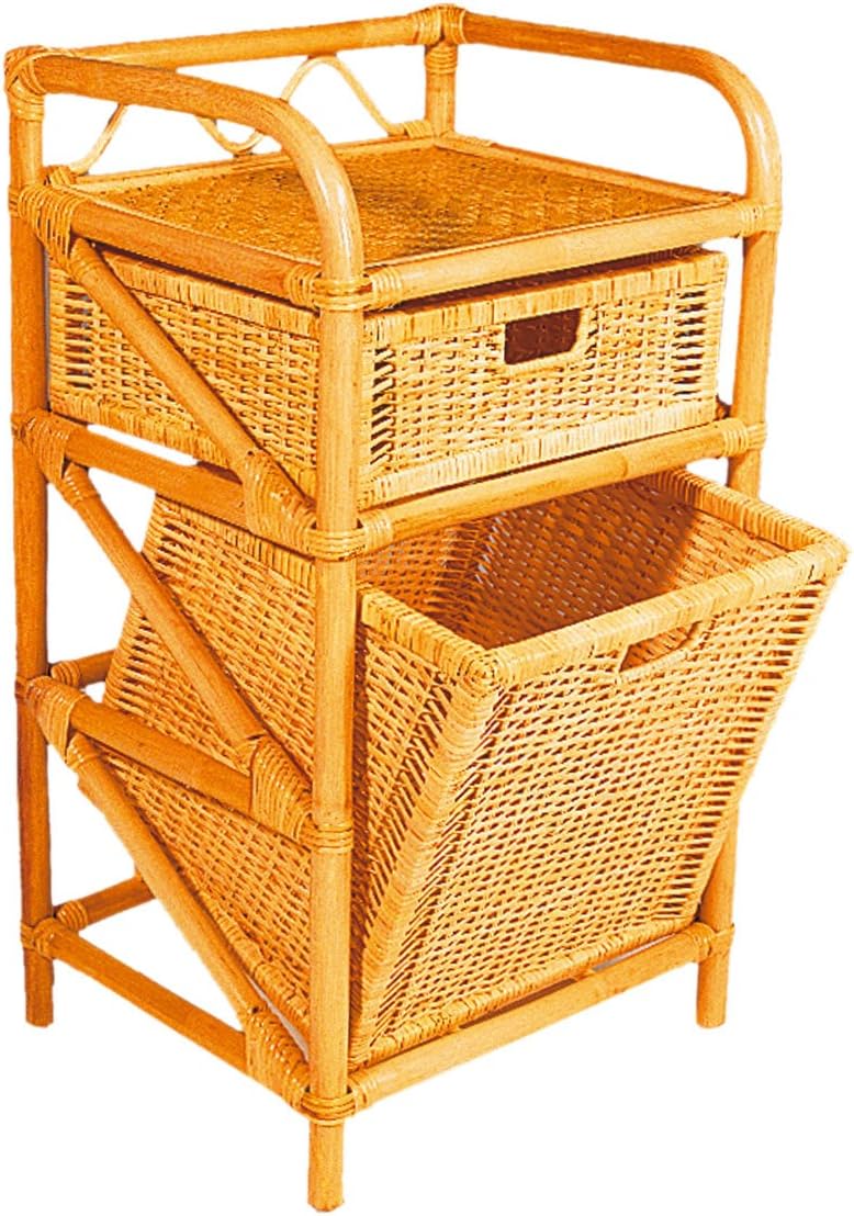 Hansen 2439/1-1 Rattanregal Schublade und Wäschebehälter 45 x 35 x 95 cm honig
