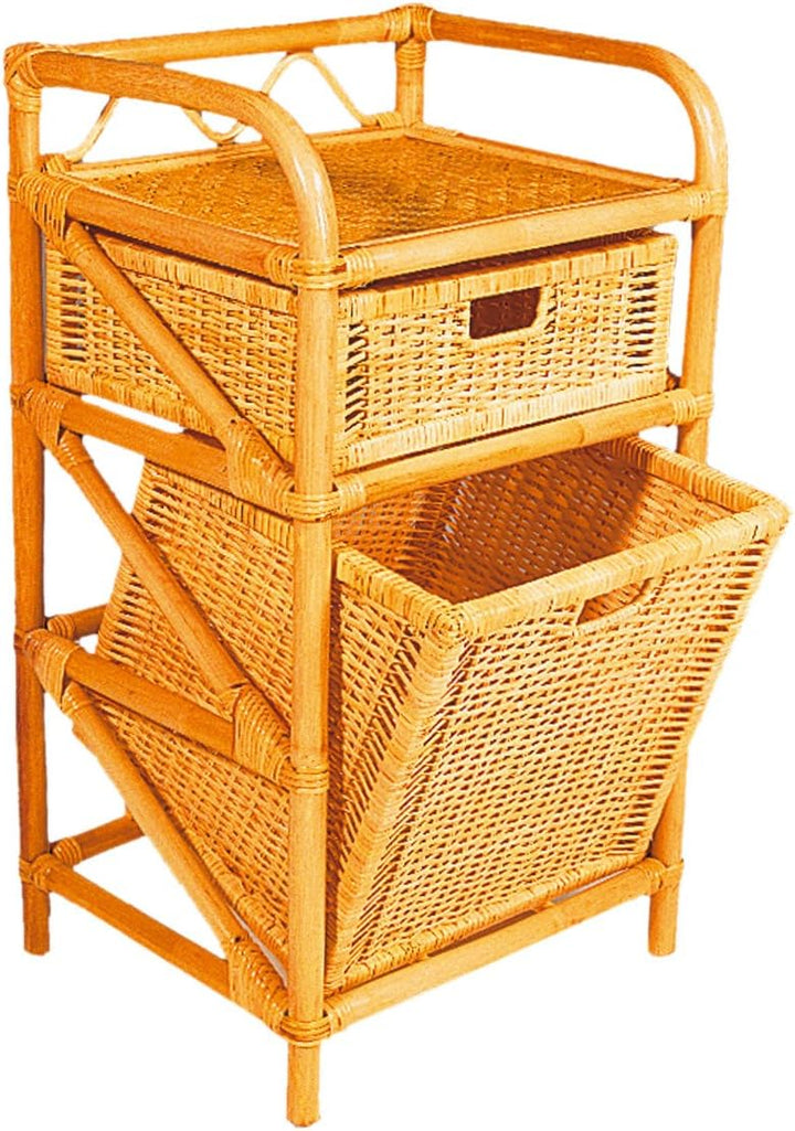 Hansen 2439/1-1 Rattanregal Schublade und Wäschebehälter 45 x 35 x 95 cm honig