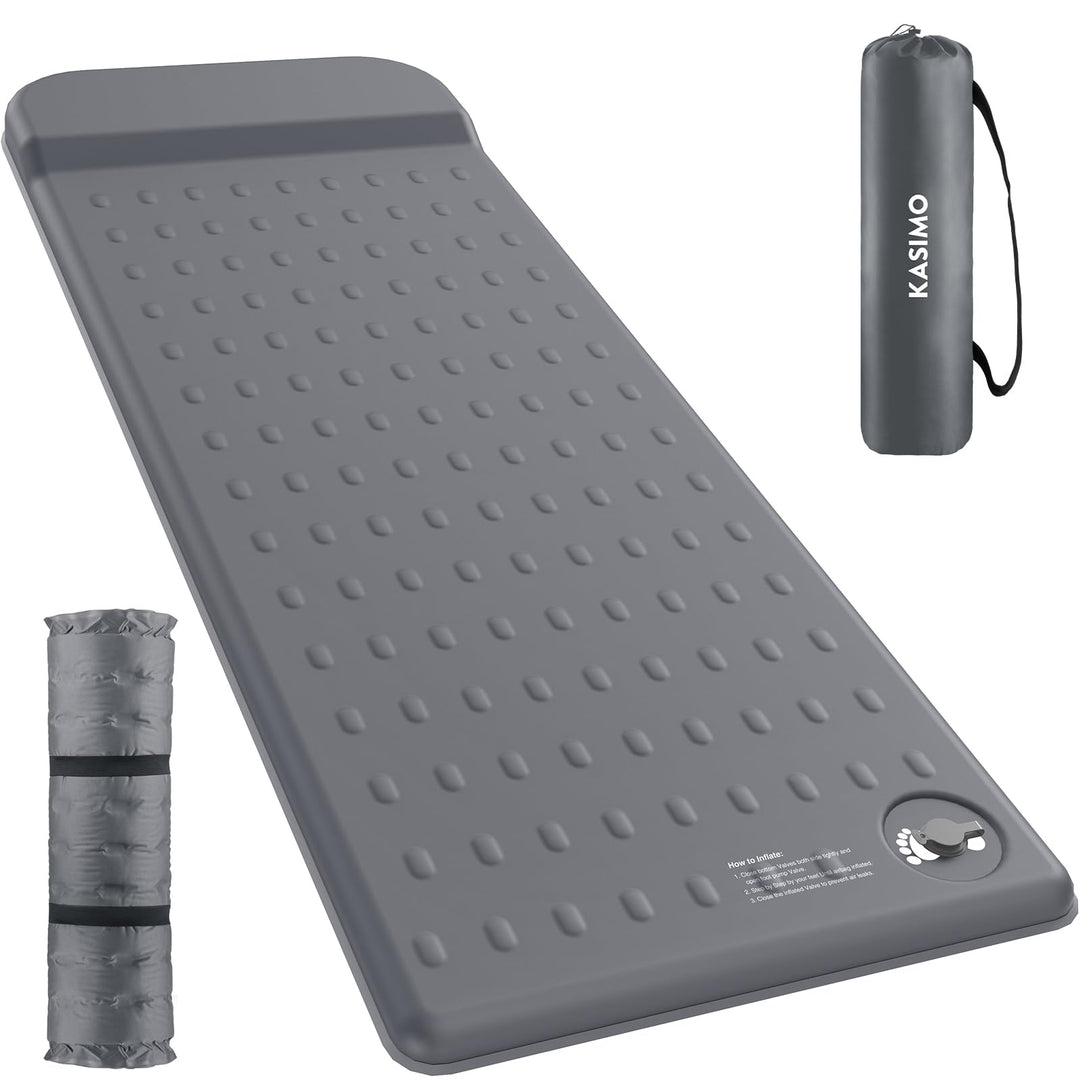 KASIMO Isomatte Selbstaufblasend Camping Matratze, R-Wert 9,5 Ultra-Dicke Memory-Foam Schlafmatte mi