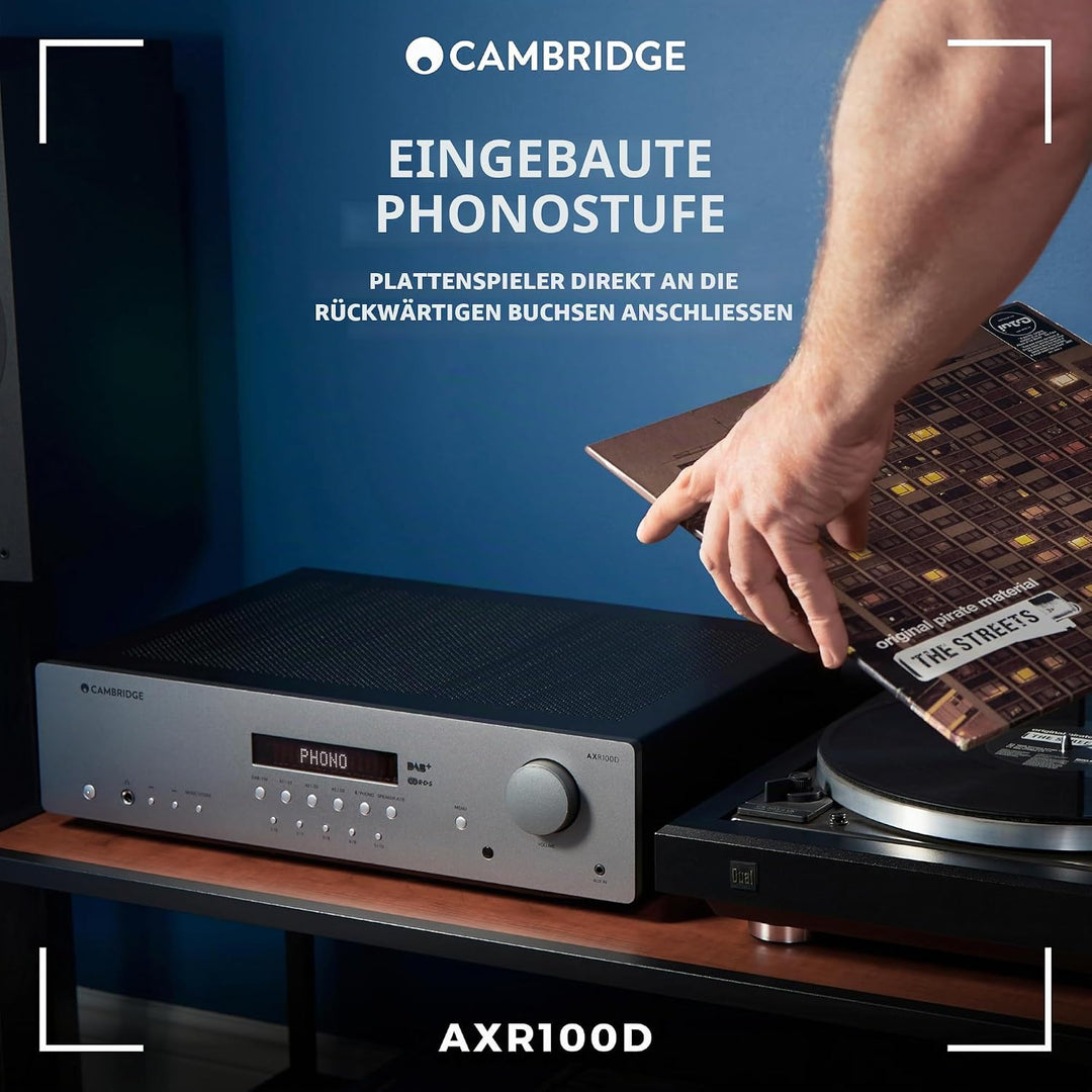 Cambridge Audio AXR100D - Separater 100 Watt Stereo HiFi-Receiver mit integrierter Phonostufe, Dab/F