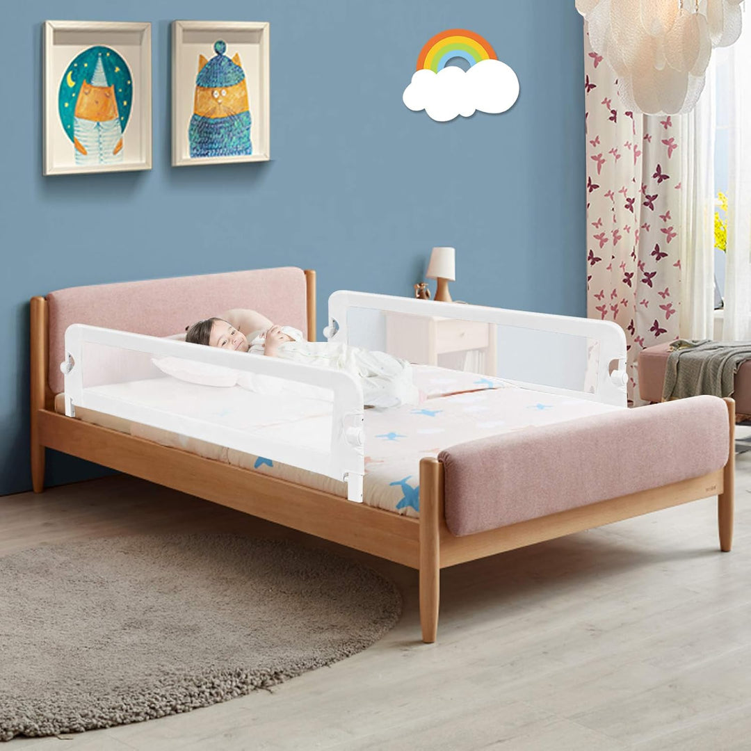 GOPLUS Bettgitter, Klappbarer & Tragbarer Bettschutzgitter für Babys unter 3 Jahren, Babybettgitter