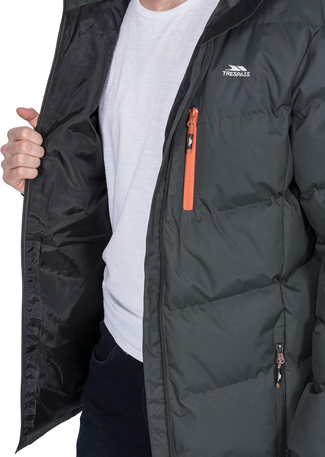 Trespass Herren Blustery Warme Gepolsterte Wasserdichte Regenjacke Mit Abnehmbarer Kapuze XXS Ash, X