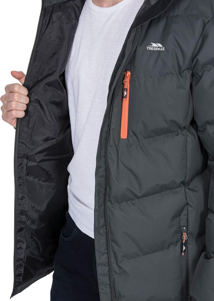 Trespass Herren Blustery Warme Gepolsterte Wasserdichte Regenjacke Mit Abnehmbarer Kapuze XXS Ash, X