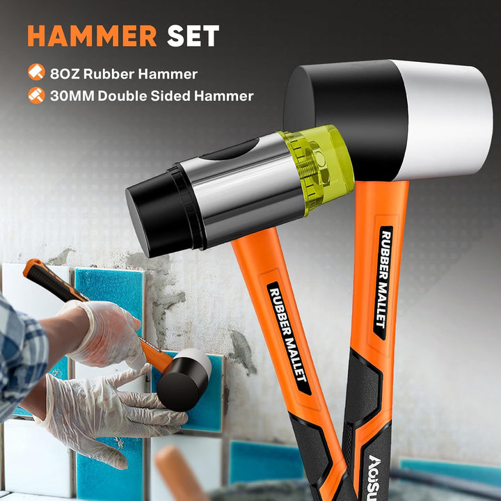 AojSup 2 tlg. Gummihammer Set, Inklusive 45mm Gummihammer und 30mm Doppelseitiger Weicher Hammer, La