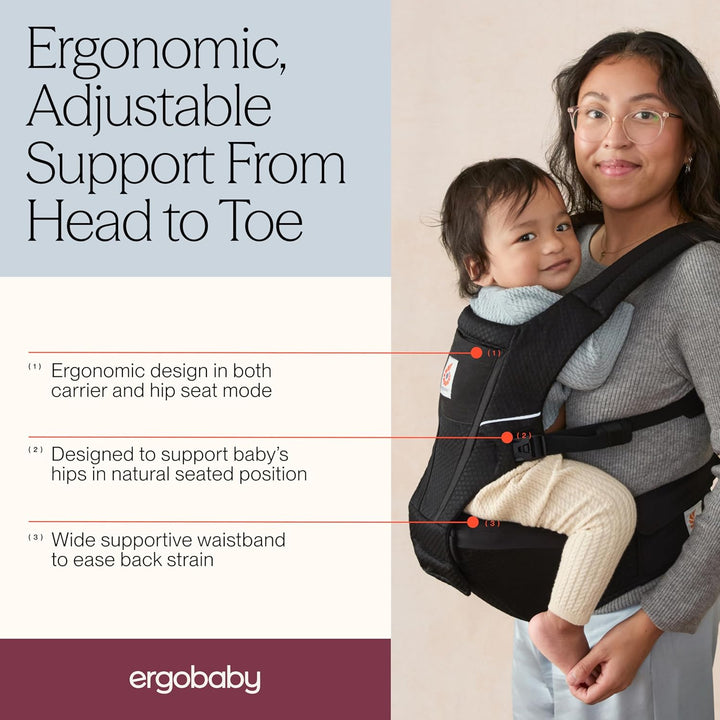 Ergobaby Alta Hip Seat Babytrage mit Babyhüftsitz für Babys und Kleinkinder ab 4 Monaten (5,5 kg - 2