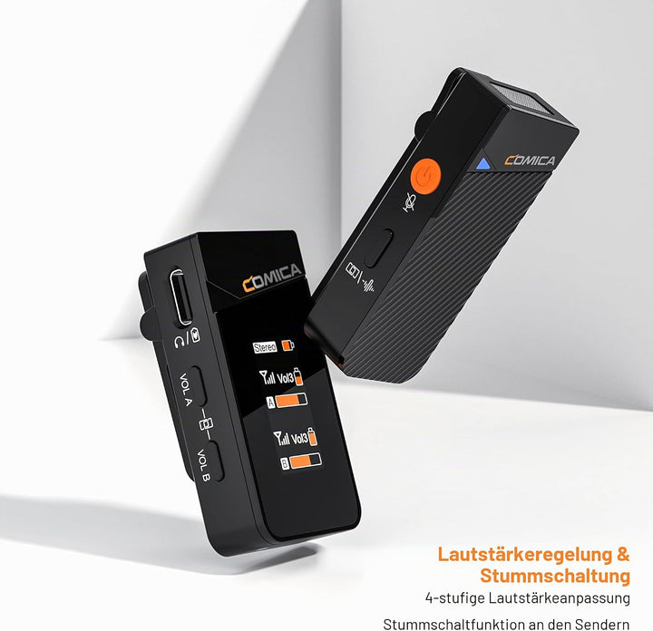 comica Vimo C2 Drahtloses Lavalier Mikrofon mit Noise Cancellation, 2.4G Funkmikrofon Ansteckmikrofo