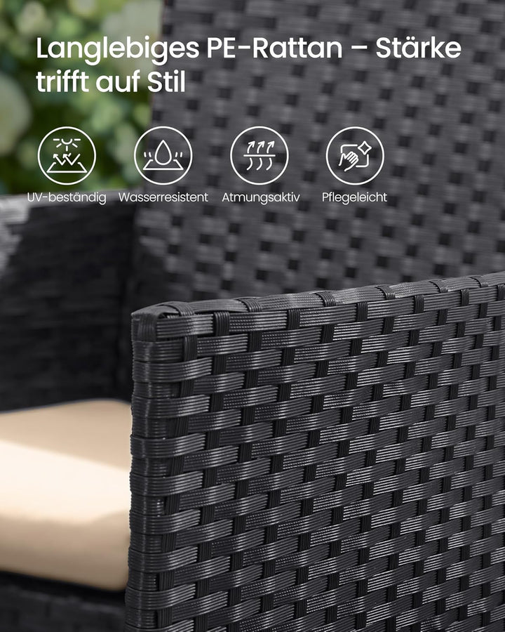 SONGMICS Balkonmöbel, Gartenmöbel-Set, aus PE-Polyrattan, Lounge-Set, Terrassenmöbel, Outdoor, für T