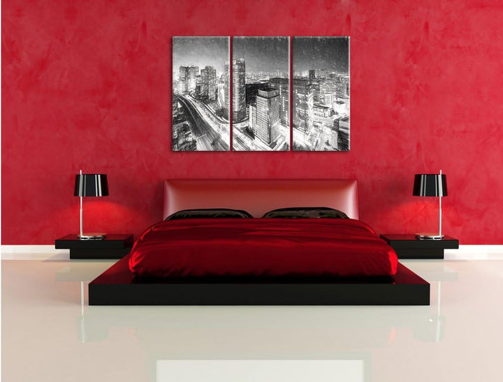 Pixxprint Moderne Architektur in Tokio als Leinwandbild/Grösse: 3 Teilig (120x80 cm) cm/Wandbild/Kun