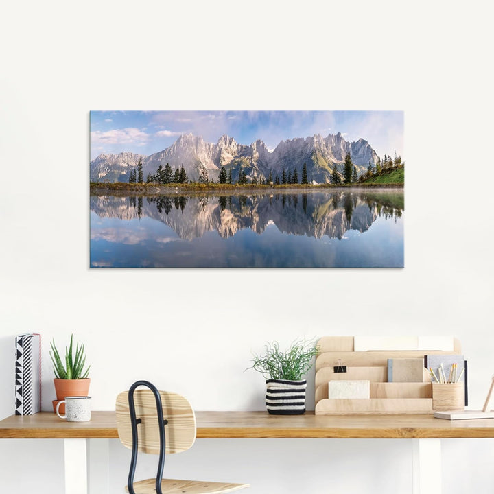 ARTland Glasbilder Wandbild Glas Bild einteilig 100x50 cm Querformat Wilder Kaiser in Tirol U3VB Wil