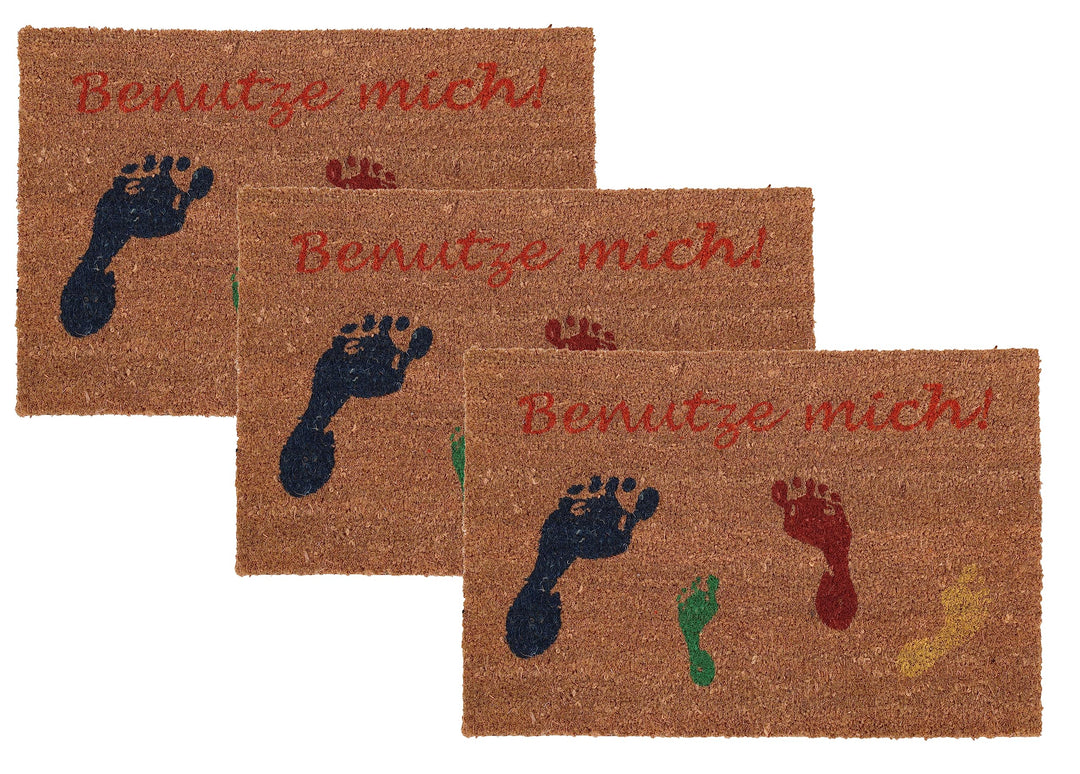 Betz 3er Kokosmatte aus 100% Kokos - Fussmatte - Fussabstreifer –Schmutzfangmatte Muster Benutze Mic