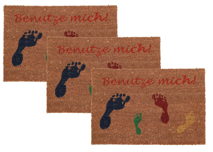 Betz 3er Kokosmatte aus 100% Kokos - Fussmatte - Fussabstreifer –Schmutzfangmatte Muster Benutze Mic