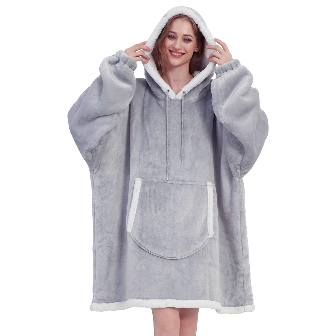 Viviland Pullover Damen & Herren Hoodie Sweatshirt, grosser und Warmer Hausanzug für Erwachsene Grau