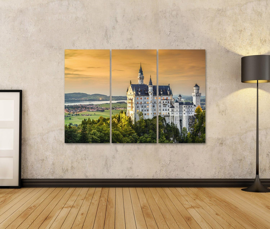 islandburner, Bild auf Leinwand Schloss Neuschwanstein in den bayerischen Alpen Deutschlands. Wandbi