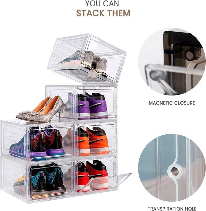 PAIDE P Schuhboxen organizer 10er Pack. Transparent Schuhaufbewahrung für Sneakers und Turnschuhe. S