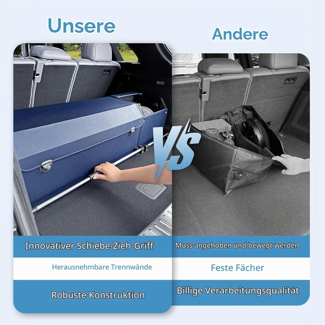 Auto Kofferraum Organizer, 2 in 1 Langlebig Leder Aufbewahrungsbox mit Deckel und stabilem Griff, Gr