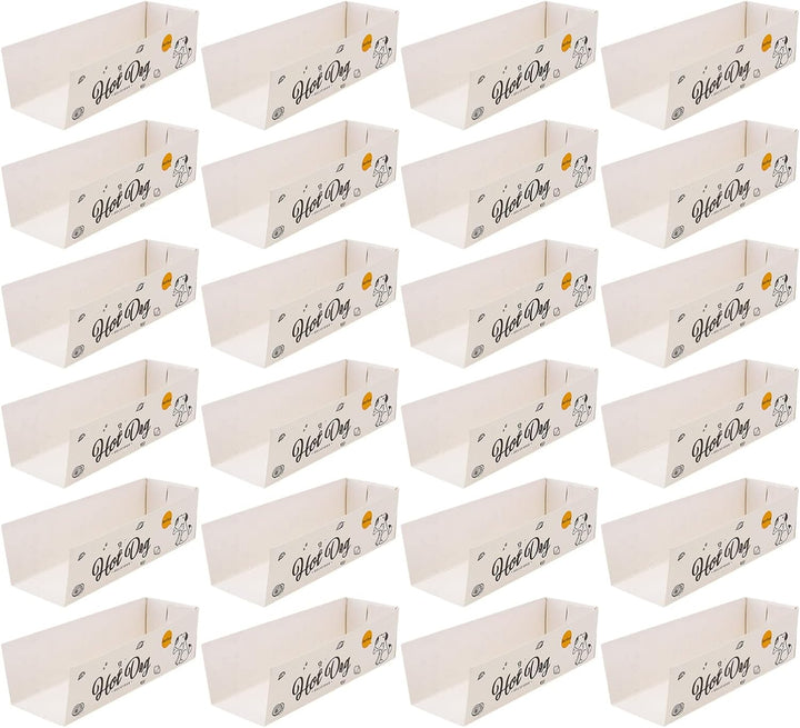 100 Stück Papier Hot Dog Tabletts Einweg-Papier-Futtertablett Snack-Behälter Box Hot Dog Papierhalte