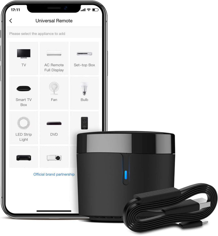 BroadLink RM4 Mini S Universal-IR-Fernbedienungs-Hub mit USB-Kabel für Temperatur-Feuchtigkeitsüberw