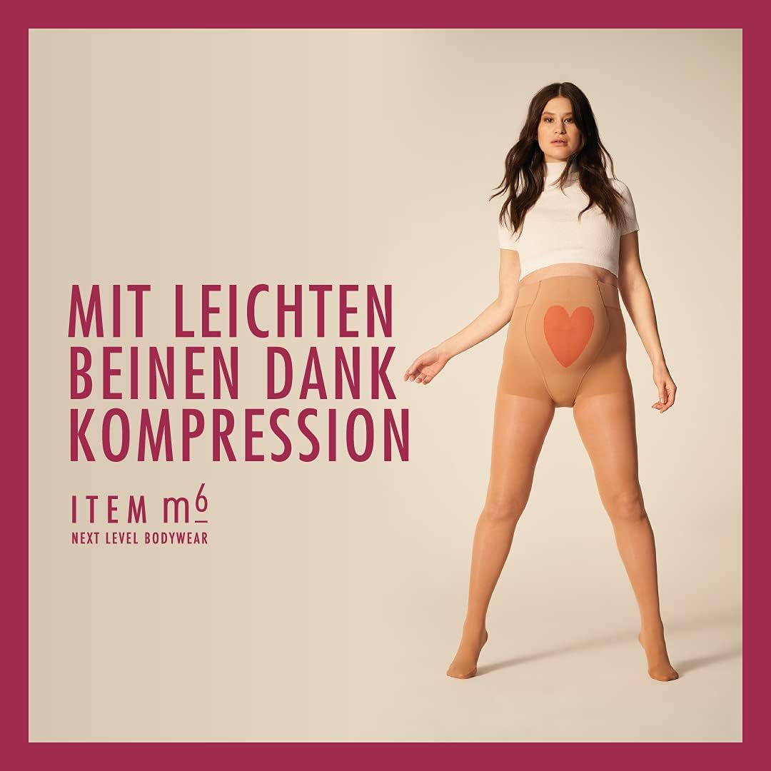 ITEM m6 - MAMA TIGHTS | Blickdichte Umstandsstrumpfhose mit Kompression Schwarz 25 DEN | Stützende S