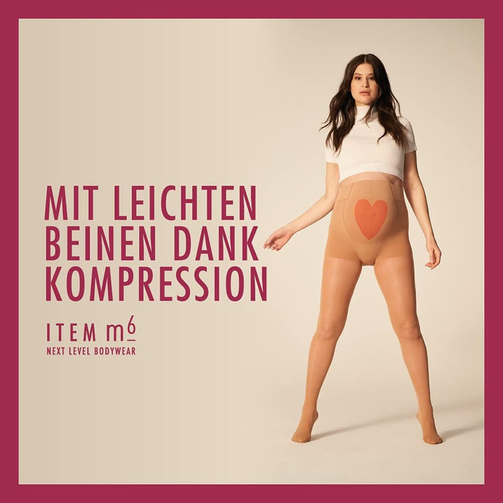 ITEM m6 - MAMA TIGHTS | Blickdichte Umstandsstrumpfhose mit Kompression Schwarz 25 DEN | Stützende S
