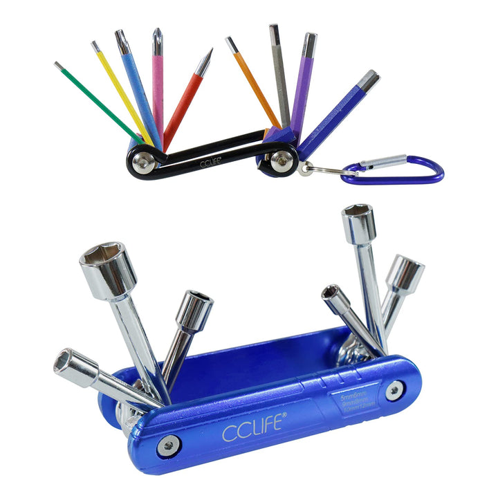 CCLIFE 2tlg Fahrrad Multifunktionswerkzeug Miniwerkzeug Faltbares Reparatur Werkzeug Set Blue 2tlg,