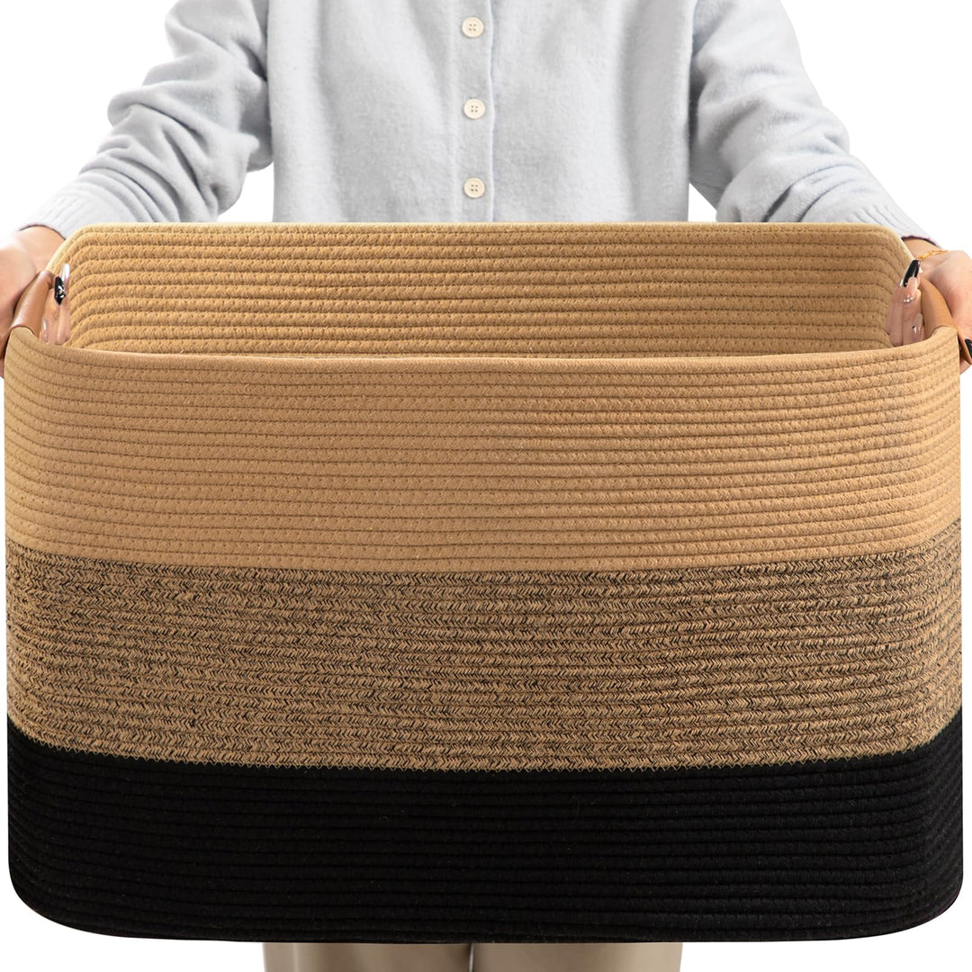 Danpinera Grosser gewebter Korb, 63,5 x 40,6 x 40,6 cm, für Wohnzimmer, Kinderzimmer, Spielzeug und