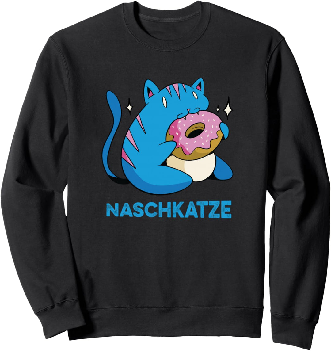 Naschkatze mit rosa Donut Katzen Design mit blauer Katze Sweatshirt