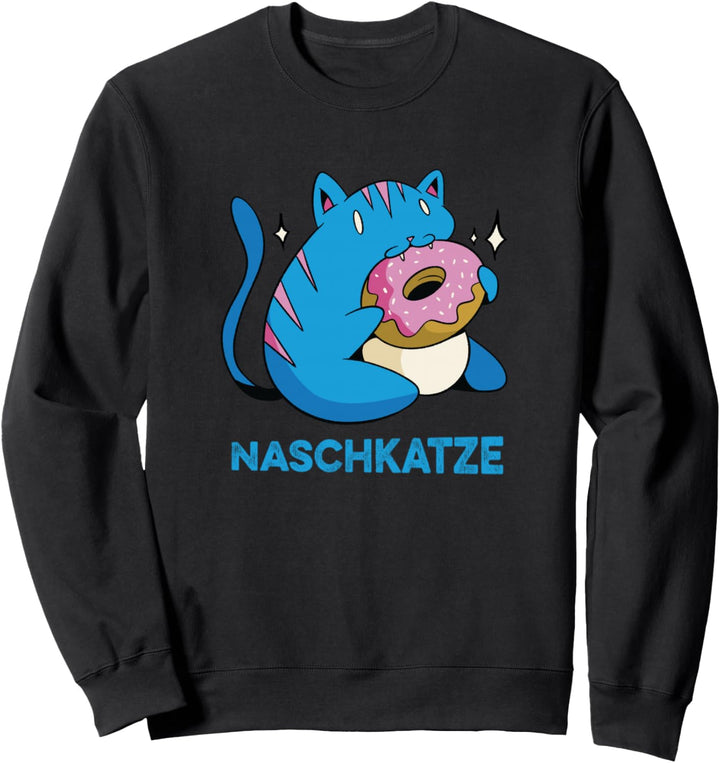 Naschkatze mit rosa Donut Katzen Design mit blauer Katze Sweatshirt