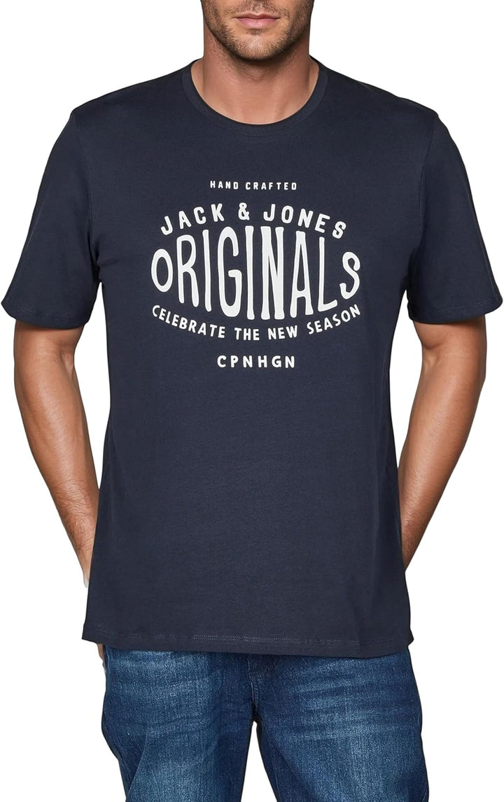 JACK & JONES JJLINO T-Shirt 4er Pack Rundhals Kurzarm Shirt Regular Fit Print Sommer 100% Baumwolle