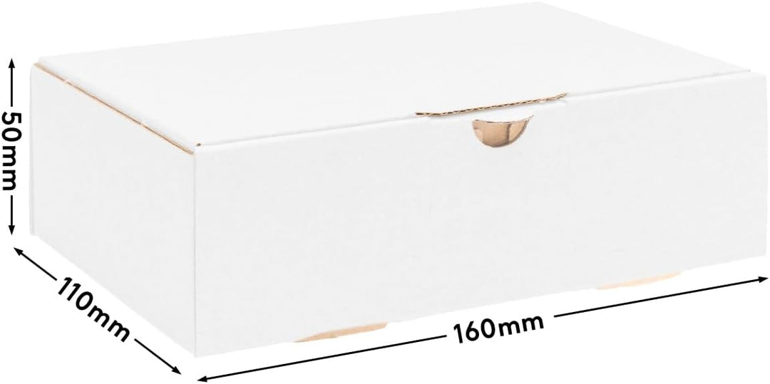500 Maxibriefkartons Versandkartons Faltschachtel Faltkarton Maxibrief 160 x 110 x 50 mm, Weiss, MB-