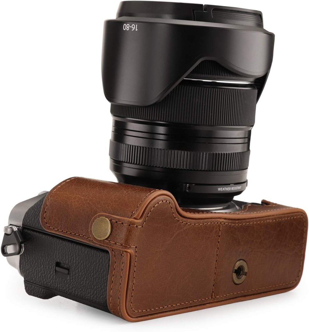 MegaGear MG1924 Ever Ready Kameratasche aus Echtleder, für Fujifilm X-T4, Braun, Braun