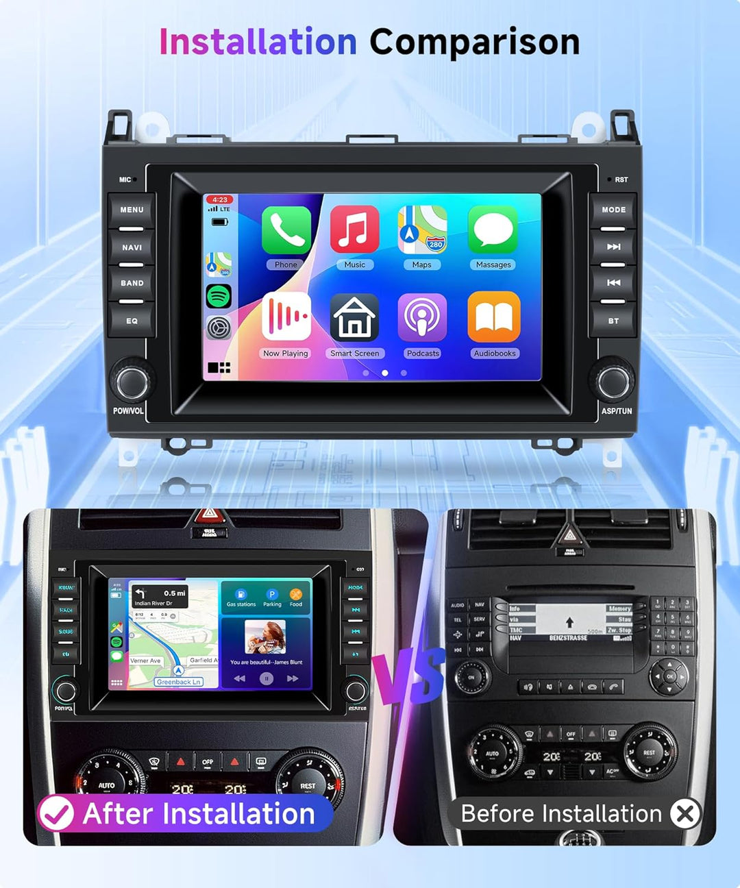 2+64G 7" Android Autoradio für Mercedes-Benz A-Klasse W169/B-Klasse W245/Viano/Vito W639/Sprinter W9