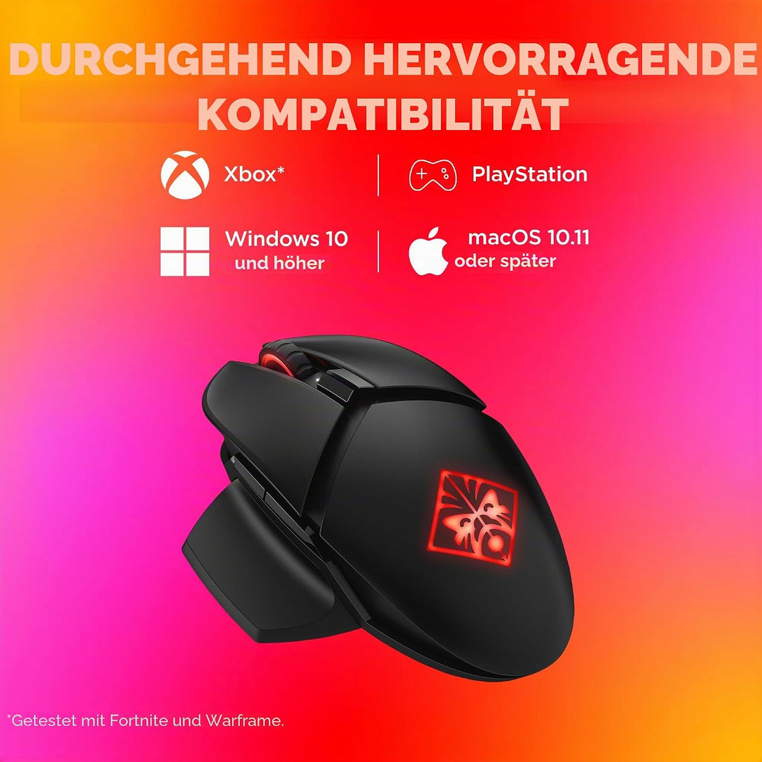 OMEN Photon Gaming Maus (kabellos, Qi Charging, bis zu 16.000 dpi, 11 programmierbare Tasten, RGB-Be
