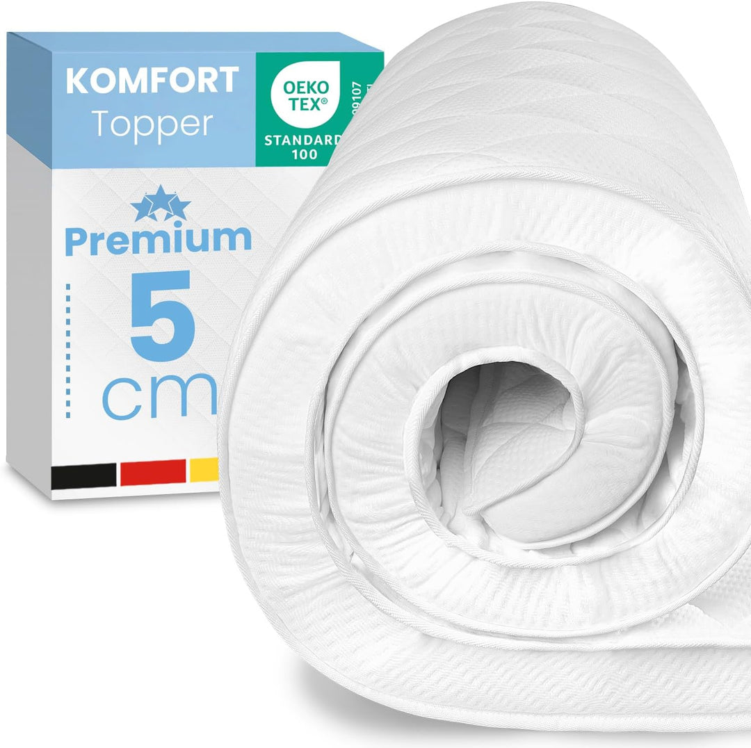 maxVitalis Komfortschaum Matratzen Topper 90x200cm, 6 cm Höhe, atmungsaktiver Matratzentopper, Matra
