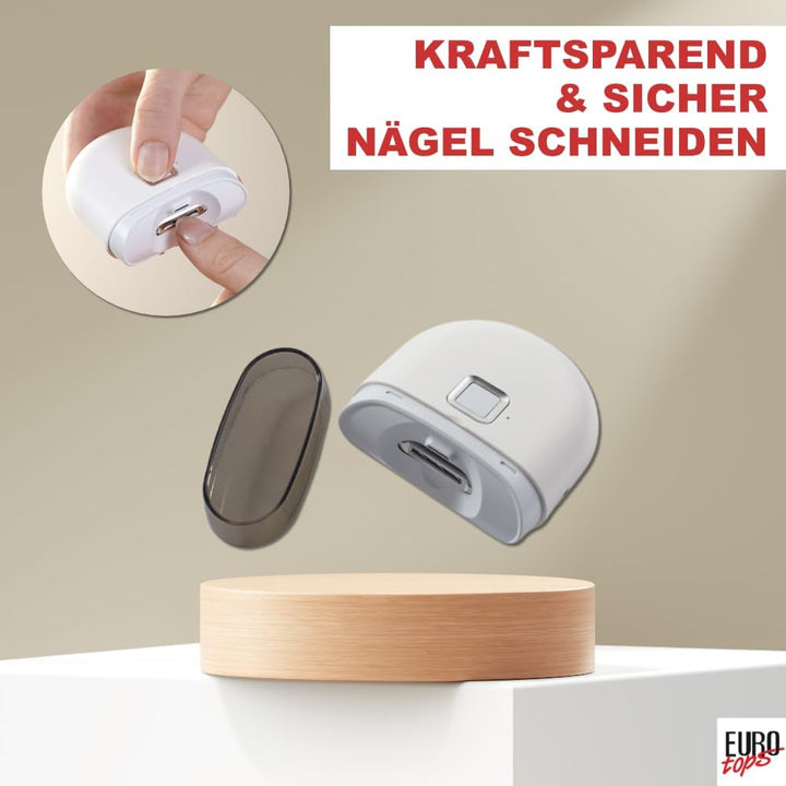 EUROtops Nageltrimmer mit LED-Licht – Elektrischer Nagelschneider für Finger- und Fussnägel, kabello