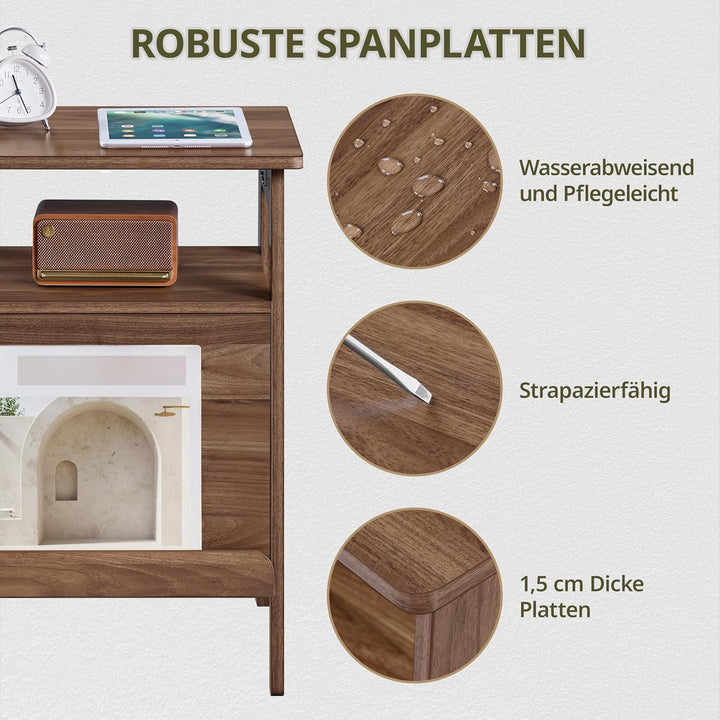 Yaheetech Beistelltisch mit Katzenbett Couchtisch mit Katzenhaus & Kratzbrett Mehrzweckmöbel für Woh