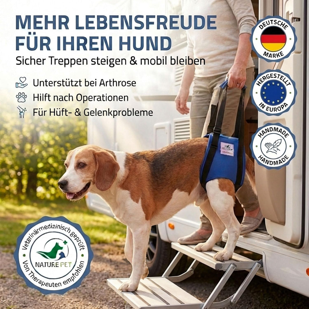 Nature Pet © - Tragehilfe Hund hinten - Verstellbarer Hunde Tragegurt als Treppenhilfe - Ideal für ä