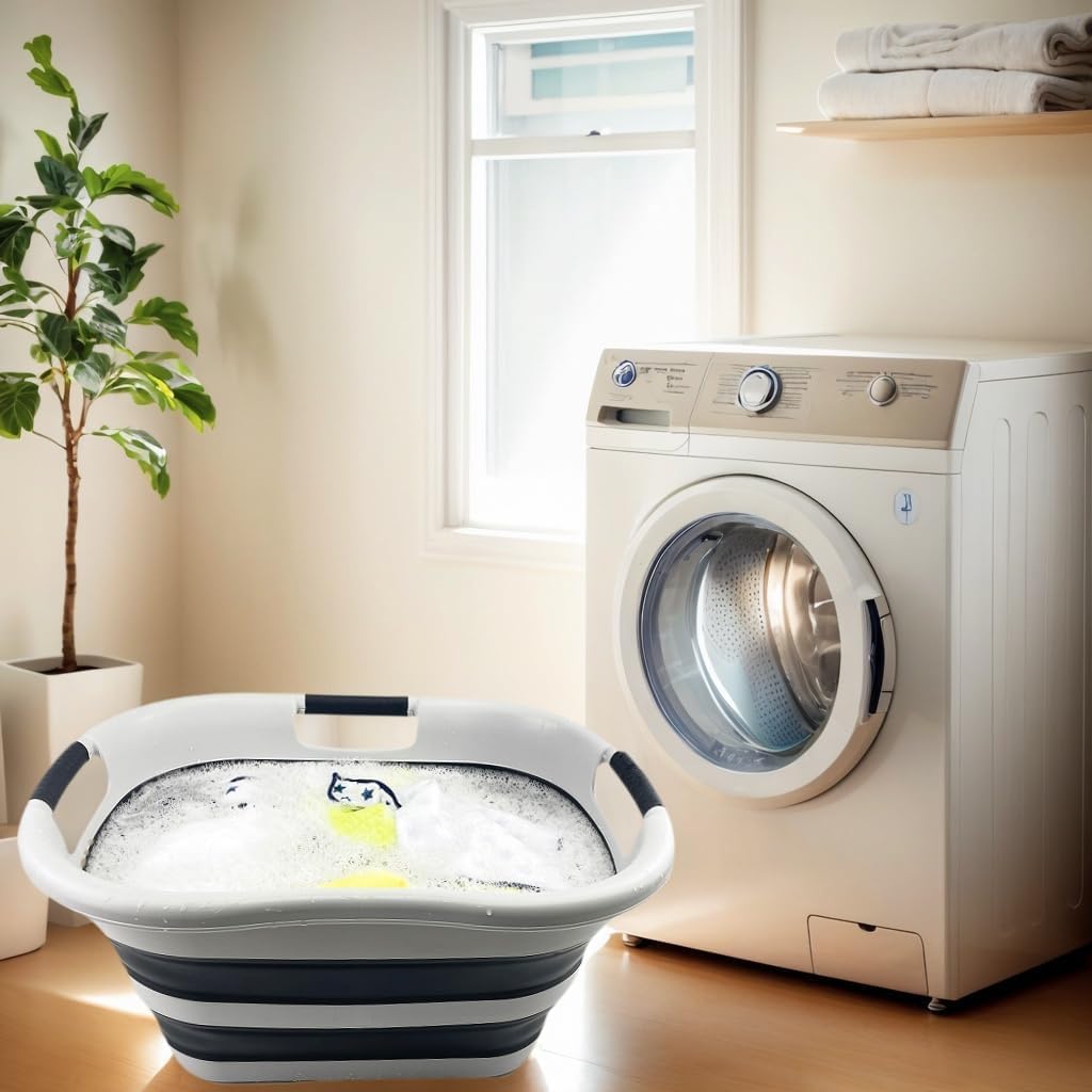 SAMMART faltbarer Wäschekorb aus Kunststoff, 40 l, zusammenklappbarer Pop-Up-Aufbewahrungsbehälter/O