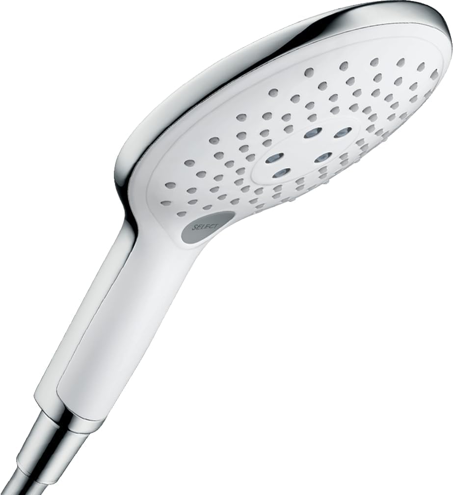 hansgrohe Raindance Select S 150, wassersparender Duschkopf, 3 Strahlarten, Weiss/Chrom