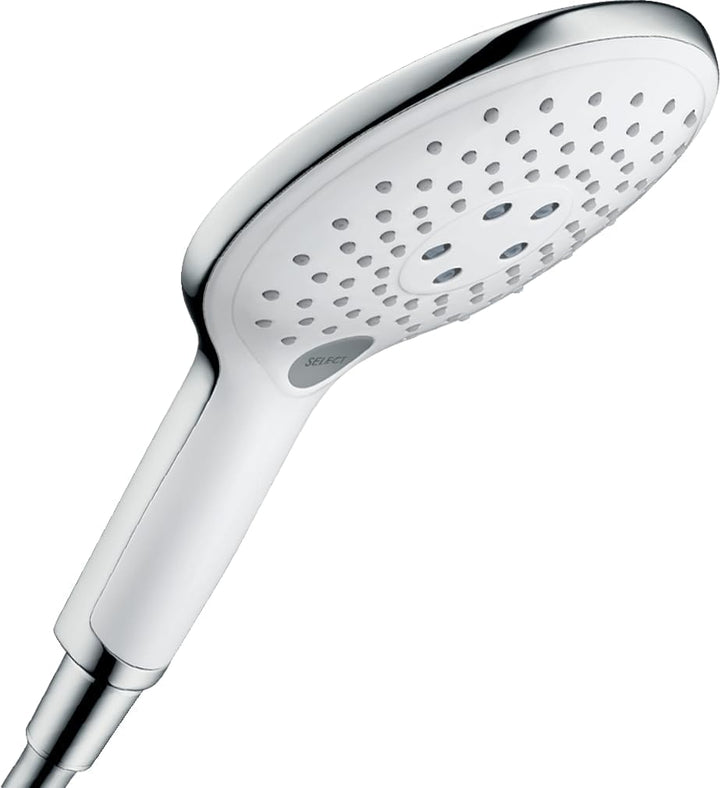 hansgrohe Raindance Select S 150, wassersparender Duschkopf, 3 Strahlarten, Weiss/Chrom