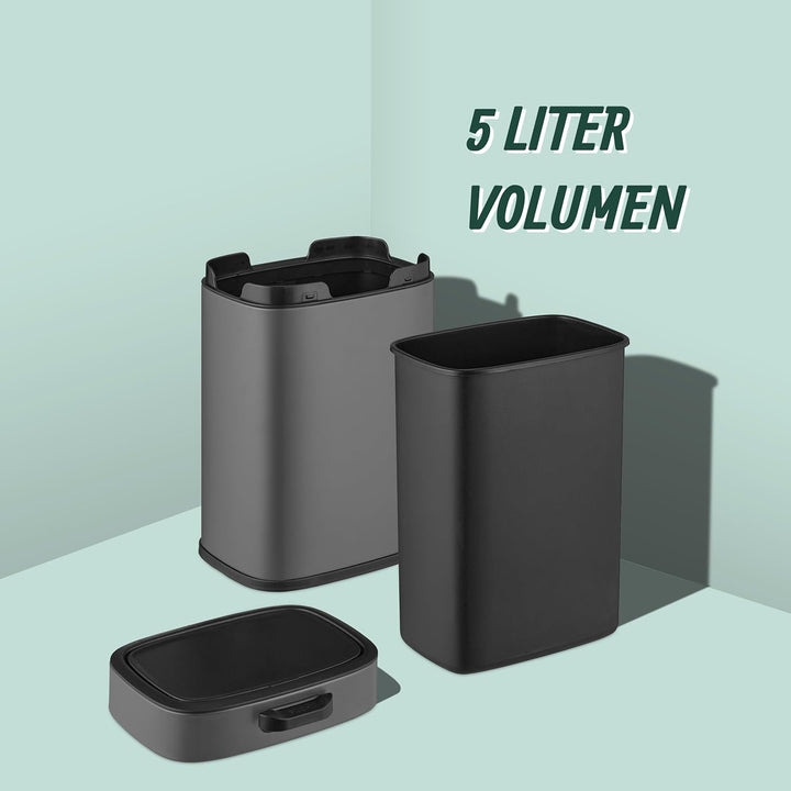 Relaxdays Küchenmülleimer 5 L, hängender Biomüllbehälter, Inneneimer, Aufhängung & Klebepads, Türmül