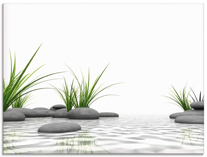 ARTland Glasbilder Wandbild Glas Bild einteilig 80x60 cm Querformat Wellness Zen 3D Steine Entspannu