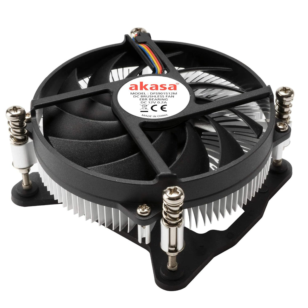 Akasa AK-CC6308EP01 Low Profile CPU-Kuehler - 92mm Carte SIM Plaque arrière 9,6 cm Aluminium, Noir K